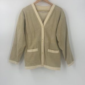 Brigitte Naux beige faux suede neutral tone jacket